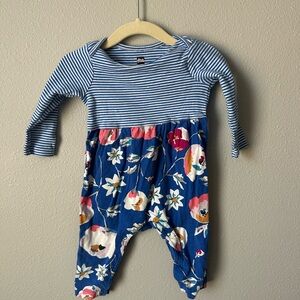 Tea Collection Blue Floral Infant Romper 3-6 months
